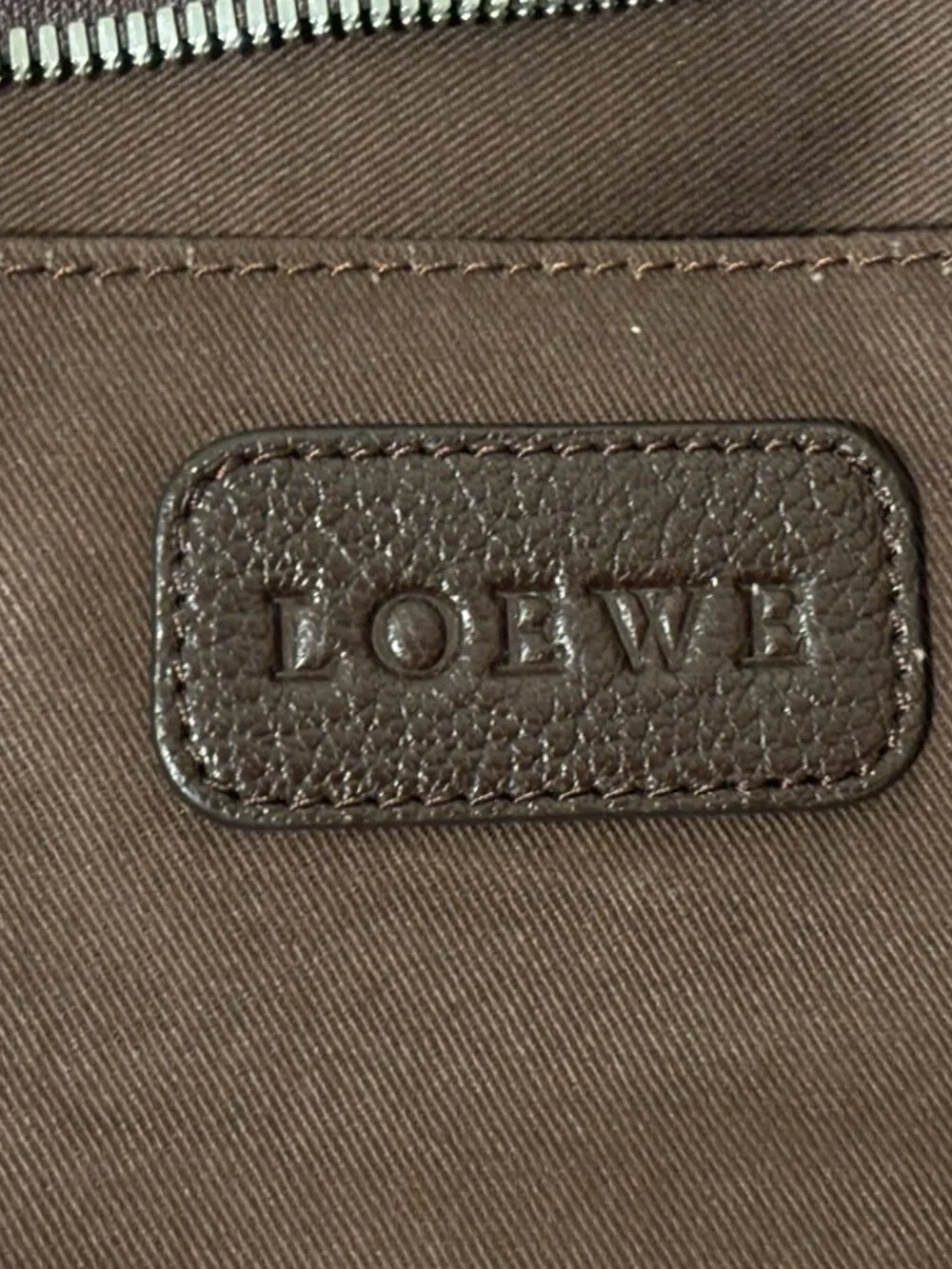 LOEWE Brown Pebbled Leather 2-Way Briefcase Business Bag w/ Strap & Dust Bag